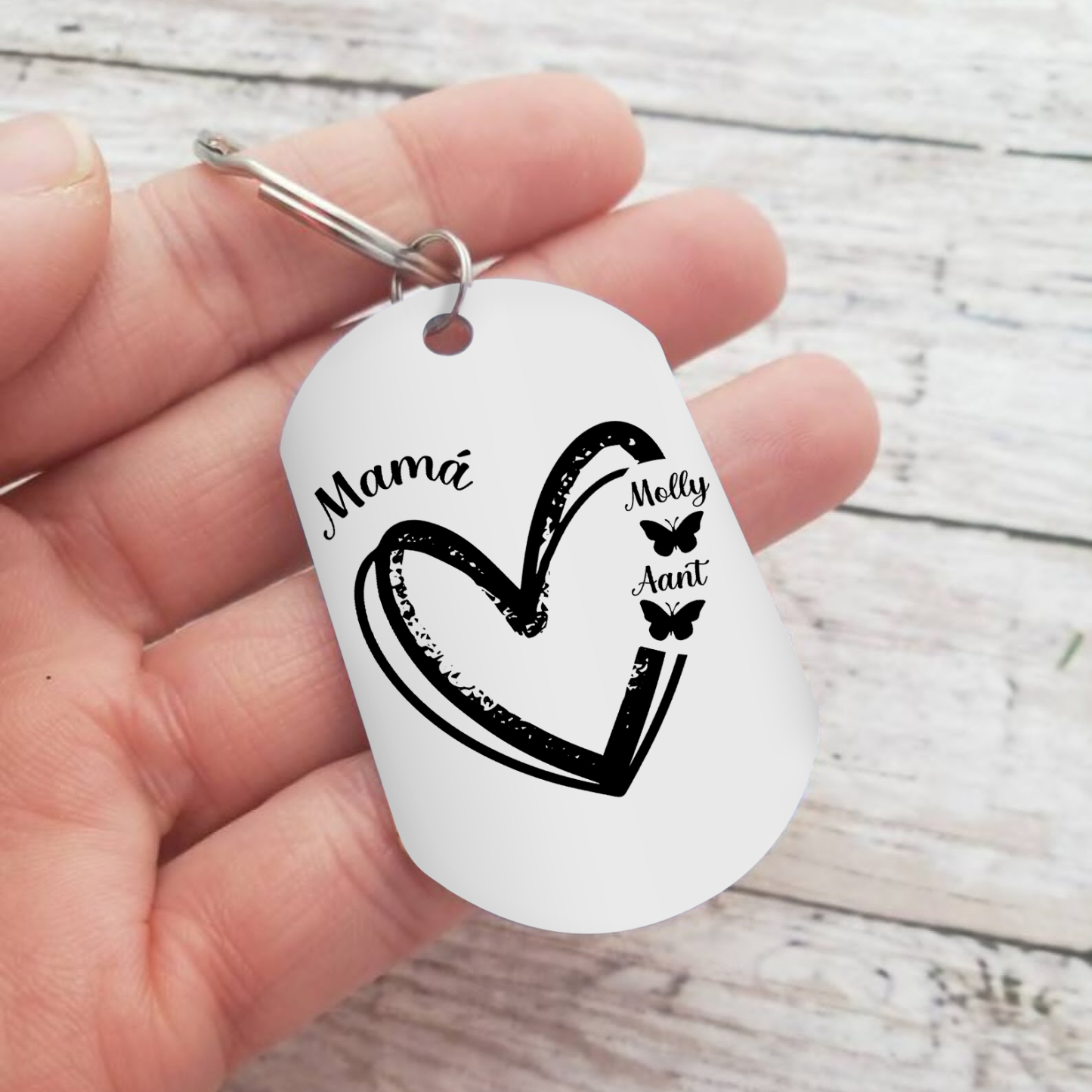 A mi mamá-Llavero 1-6 Nombres Personalizados CORAZÓN Y MARIPOSAS-Jessemade ES