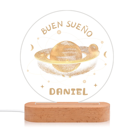 Lámpara Ilusión 3D Luz de Noche LED Buen Sueño Planetas con Nombre Personalizado-Jessemade ES