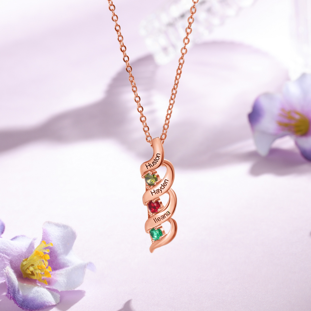 Collar de DNA 2-7 nombres y piedras personalizados-Jessemade ES