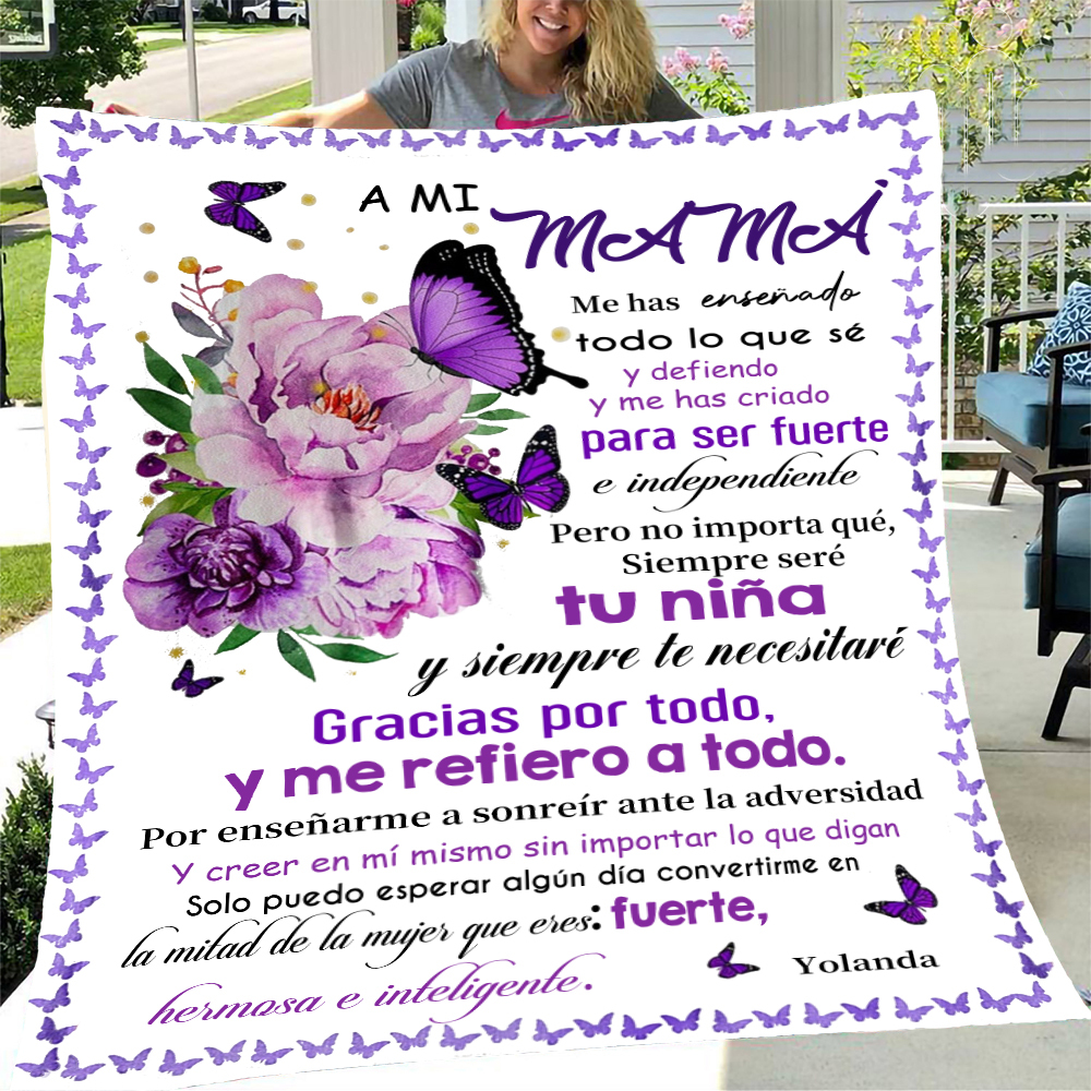 A mi mamá-Manta de buen calidad con frase amoroso y personalizada con 1 nombre | Jessemade ES