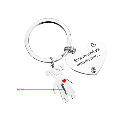 A mi mamá - Kit de regalo de cartera, llavero con "1 niño", tarjeta y caja nombre y flor de nacimiento personalizados | Jessemade