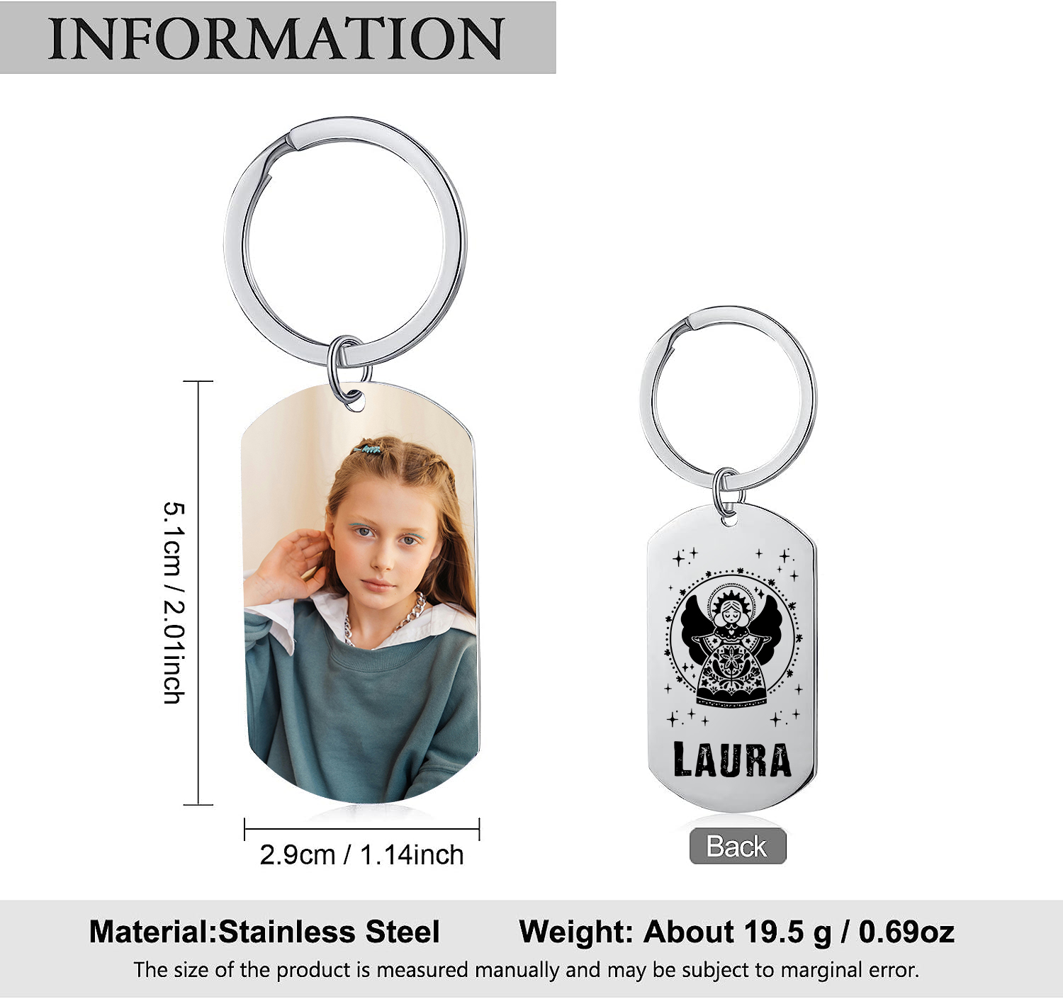 Comunión-Llavero con icono de comunión 1 foto y 1 nombre personalizados-Jessemade ES