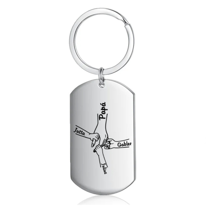 A mi papá-Llavero Personalizado MANOS COGIDAS 1-5 Nombres-Jessemade ES