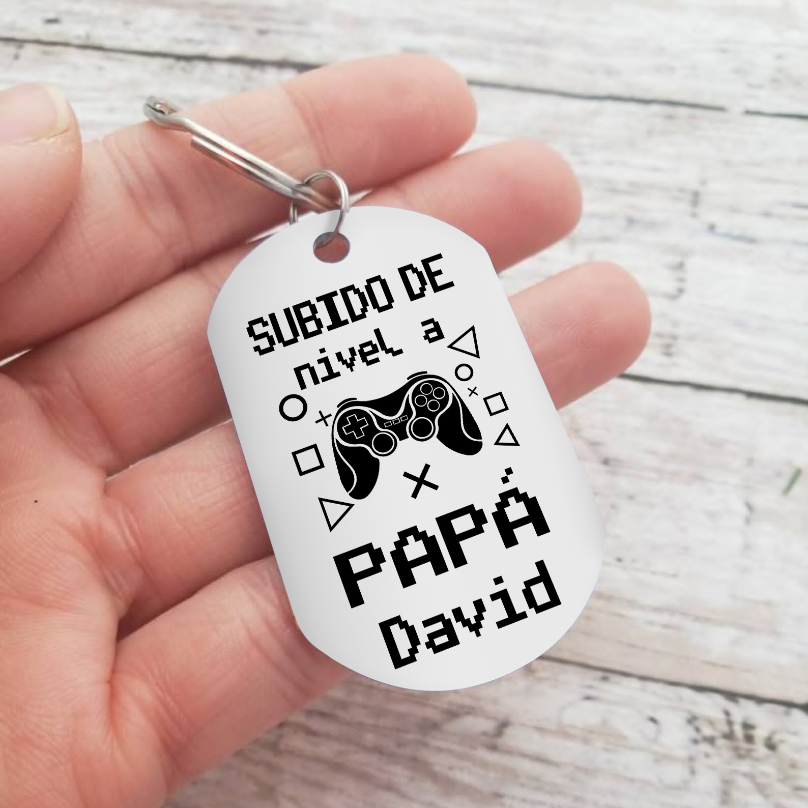 A mi papá-Llavero Personalizado SUBIDO DE NIVEL A PAPÁ 2 Nombres-Jessemade ES