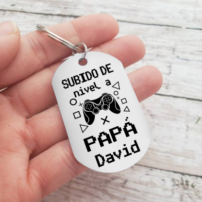 A mi papá-Llavero Personalizado SUBIDO DE NIVEL A PAPÁ 2 Nombres-Jessemade ES