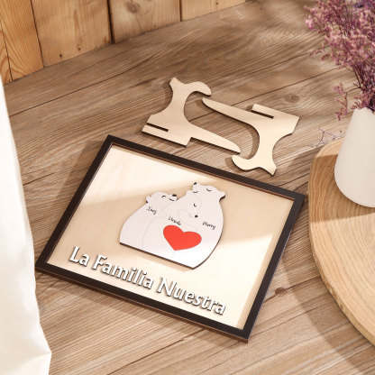 A familia-Adorno 2-6 nombres personalizados decoración de madera familia de canguros-Jessemade ES