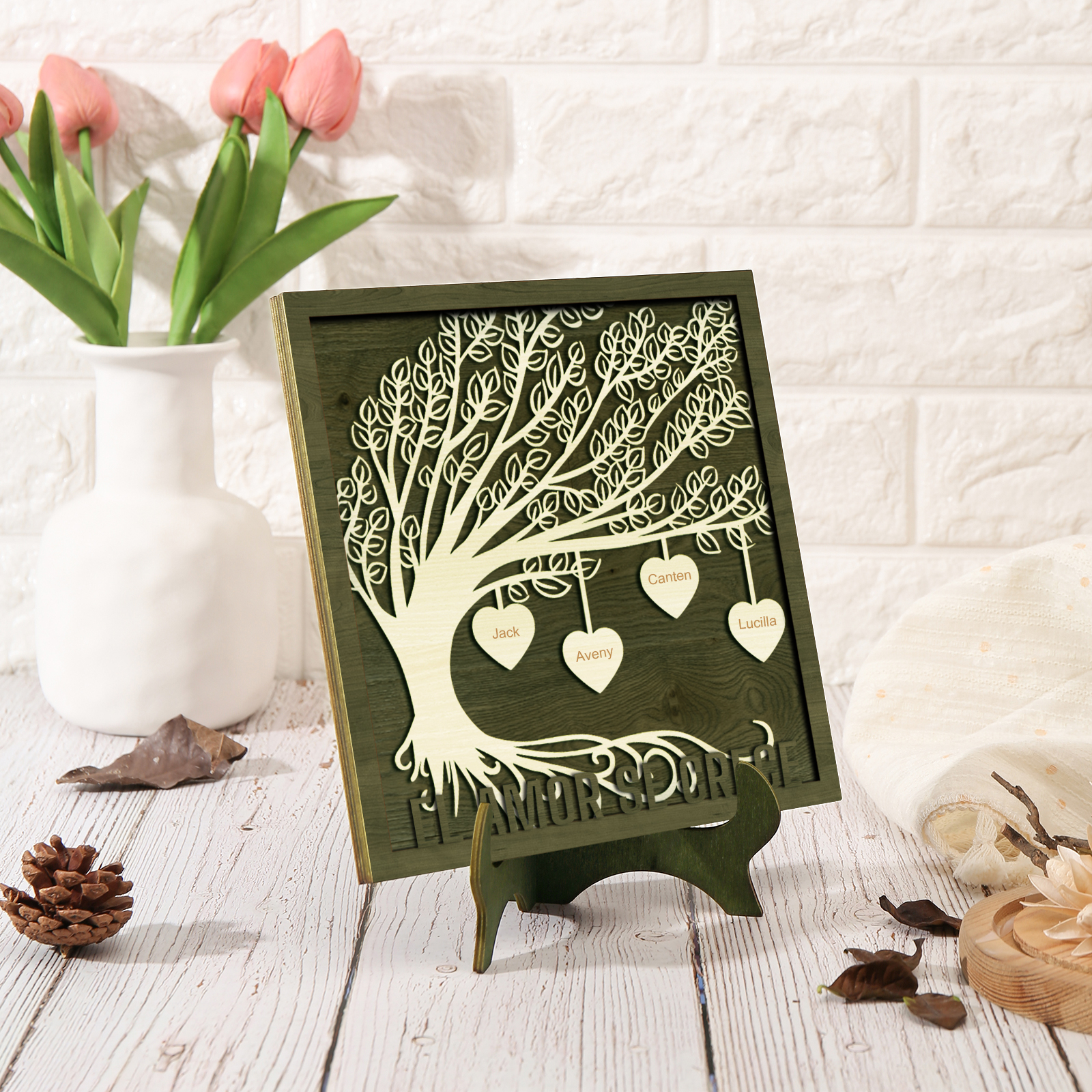 A mi mamá/abuela-Adorno 2-8 nombres personalizados decoración de madera árbol de la vida-Jessemade ES