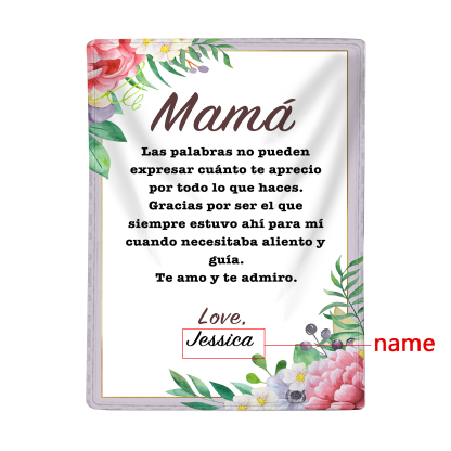 A mi mamá-Manta de buen calidad con frase amoroso y personalizada con 1 nombre-Jessemade ES