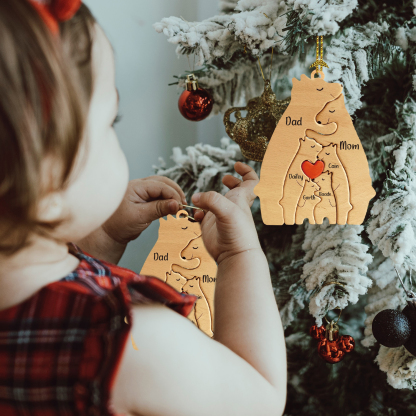Navidad-Ornamento muñecos navideño de madera familia de canguros 6 nombres personalizados adorno del árbol-Jessemade ES