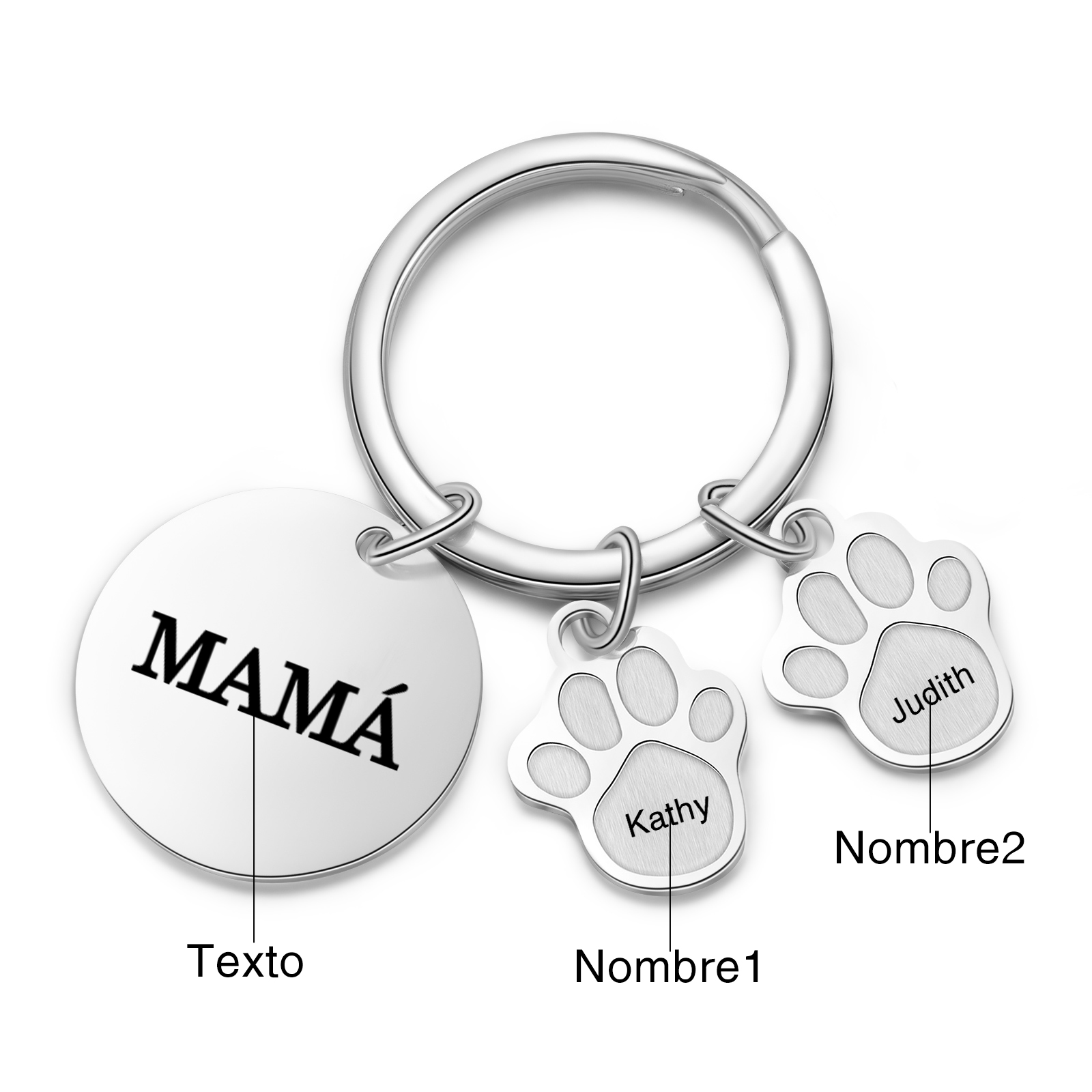 A mi familia - Llavero con 2 nombres personalizados en patas con texto-Jessemade ES