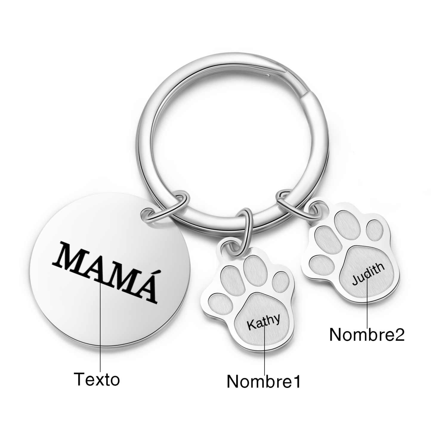 A mi familia - Llavero con 2 nombres personalizados en patas con texto-Jessemade ES