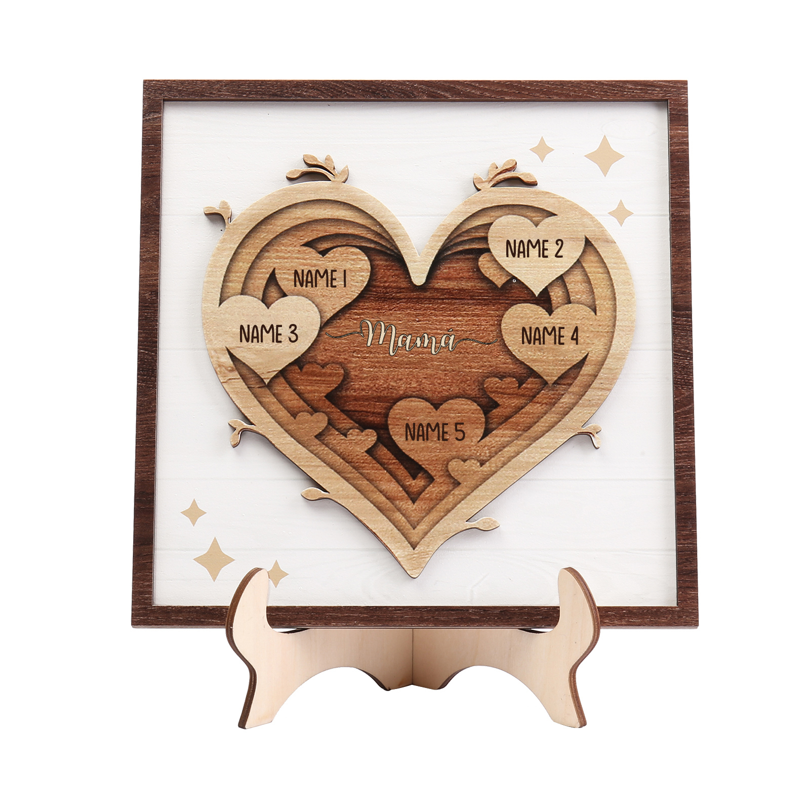 A mi mamá-Adorno 2-6 nombres personalizados decoración de madera de corazón-Jessemade ES