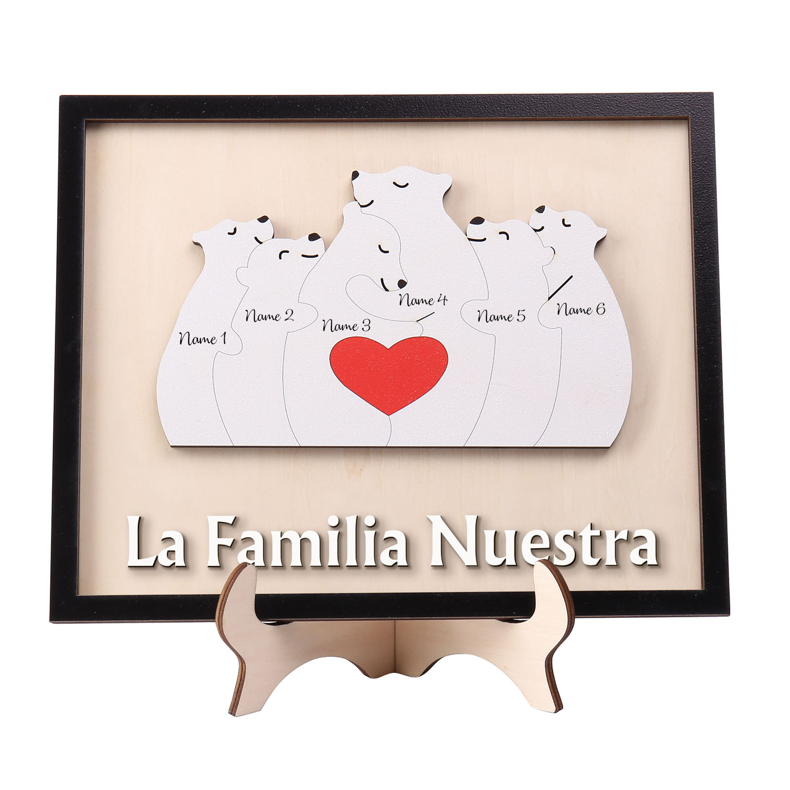 A familia-Adorno 2-6 nombres personalizados decoración de madera familia de canguros-Jessemade ES