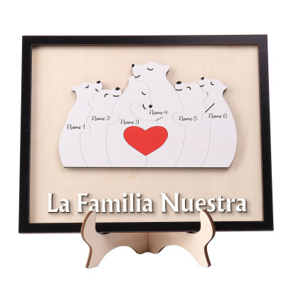 A familia-Adorno 2-6 nombres personalizados decoración de madera familia de canguros-Jessemade ES