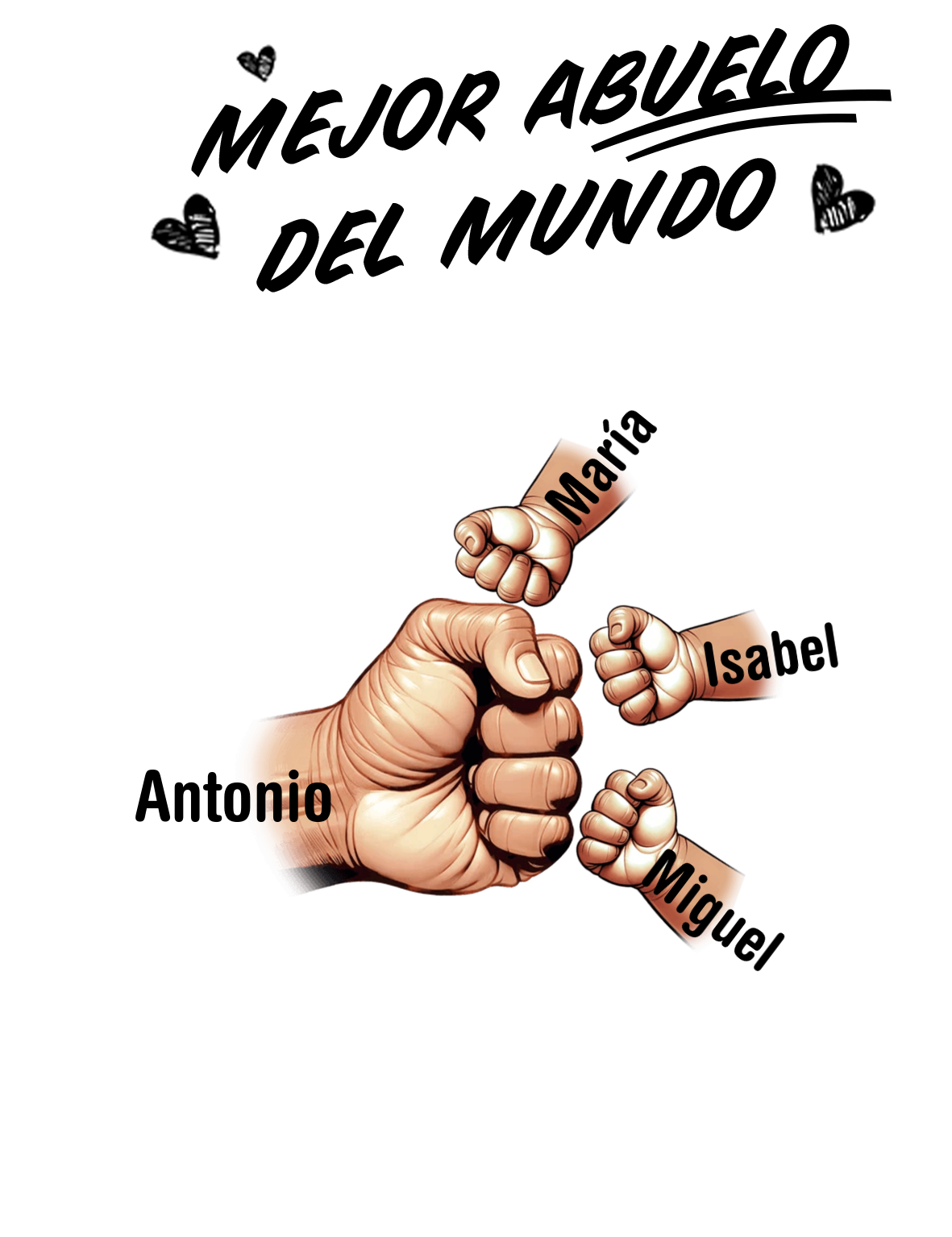 Cartera personalizada con nombres y diseño de puños – Regalo único y práctico