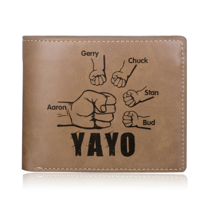 A mi abuelo-Cartera 2-5 nombres personalizados billetera clásica puño con puño -Jessemade ES