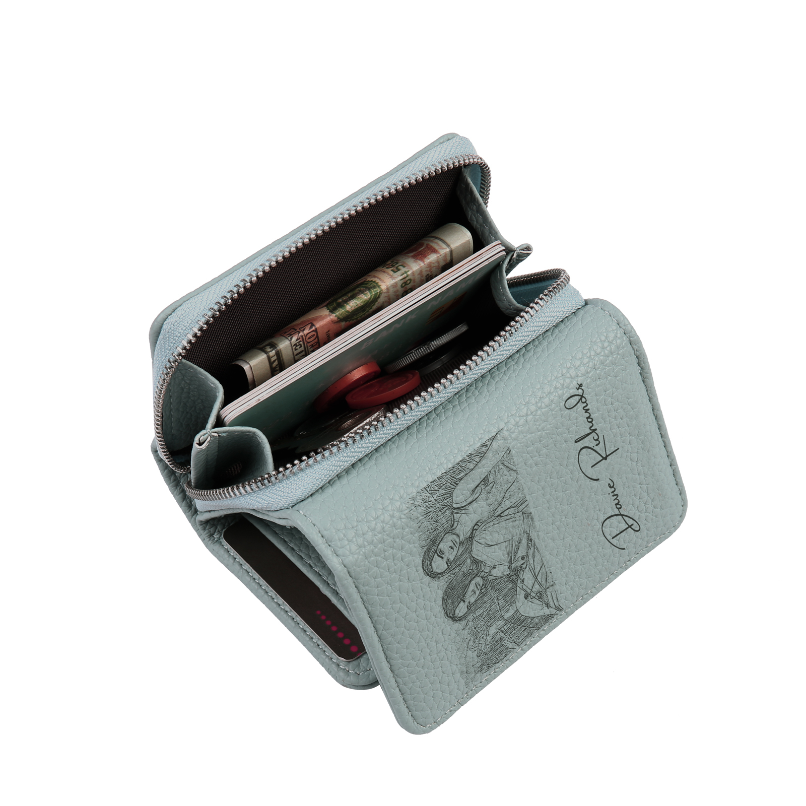 Cartera, billetera con 1 texto y 1 foto personalizados monedero clásico para mujer