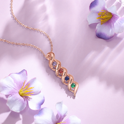 Collar de DNA 2-7 nombres y piedras personalizados-Jessemade ES