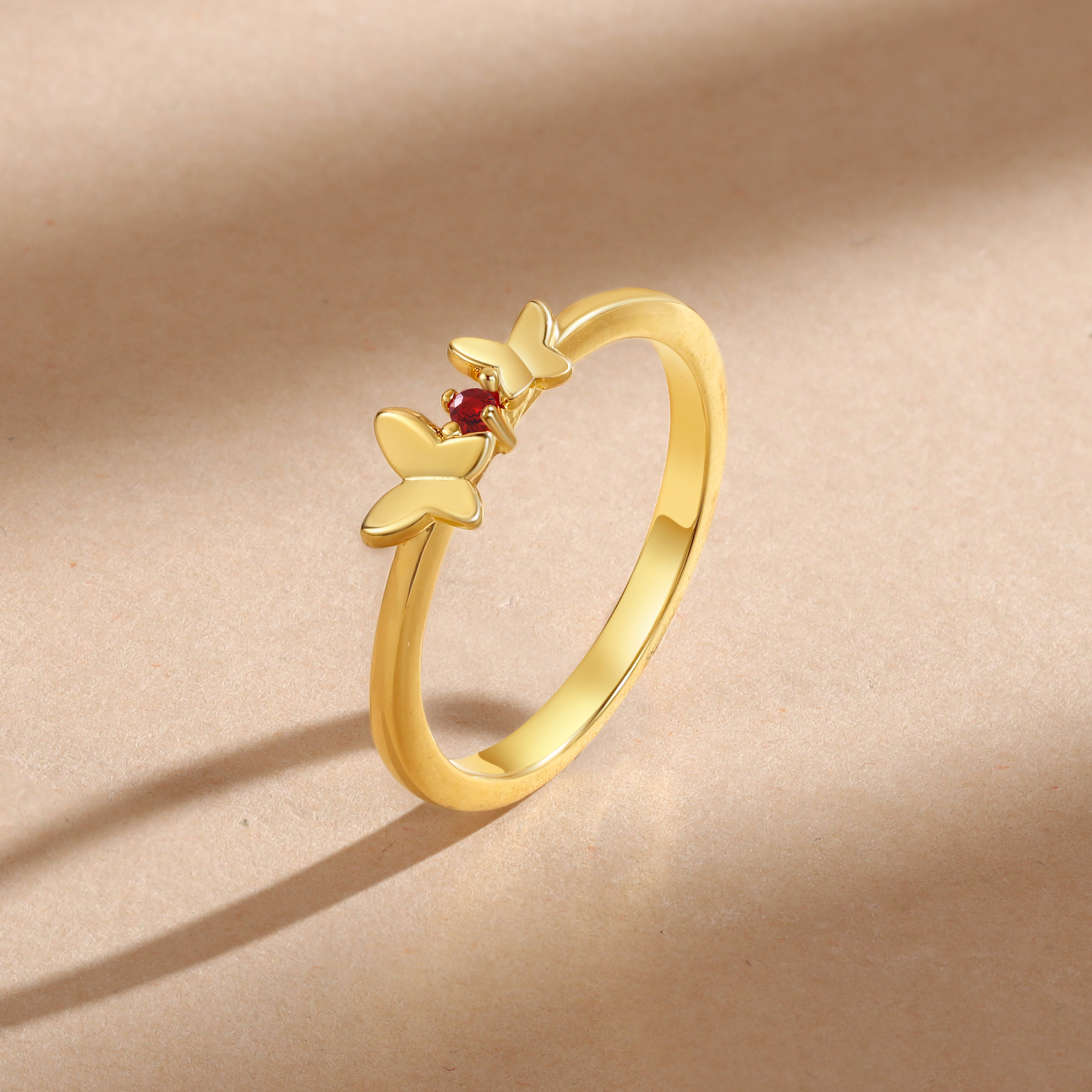 Anillo de mariposa personalizado con 1 piedra de nacimiento anillo familia-Jessemade ES