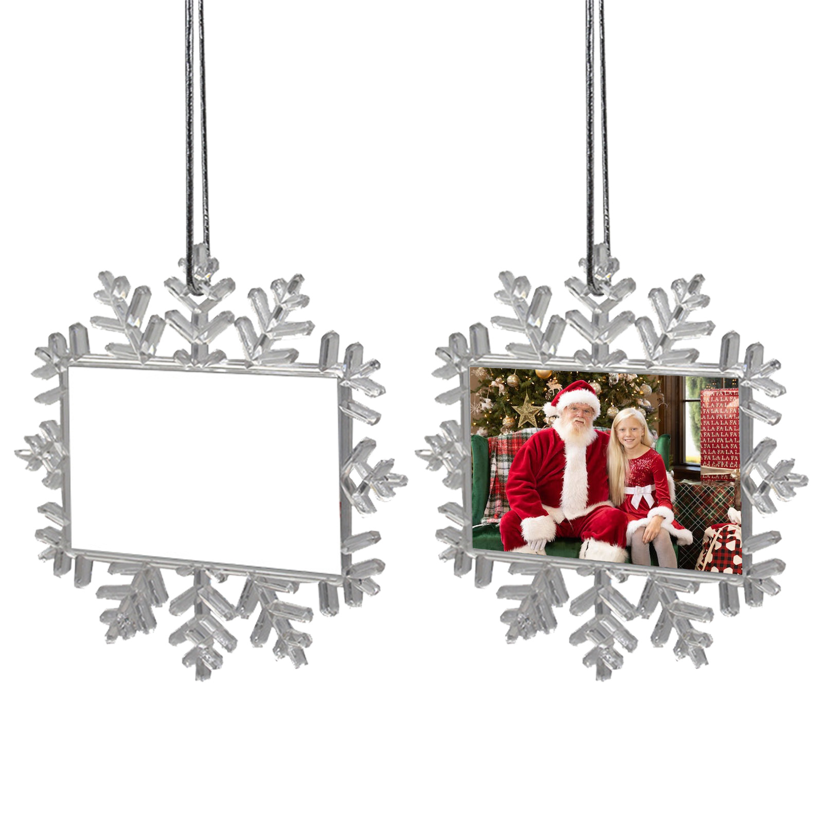 Navidad-Ornamento navideño copo de nieve con 1 foto personalizada adorno del árbol