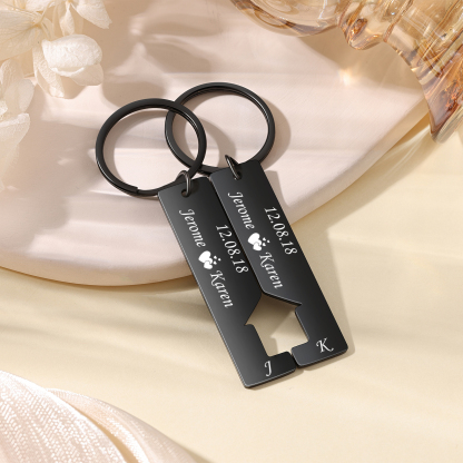 A mi querido-Llavero con casa encajada para pareja 2 nombres, 2 letras personalizadas con fecha-Jessemade ES