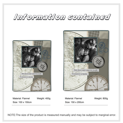 A mi padre-Manta de buen calidad de reloj personalizada con 1 foto y 1 texto-Jessemade ES