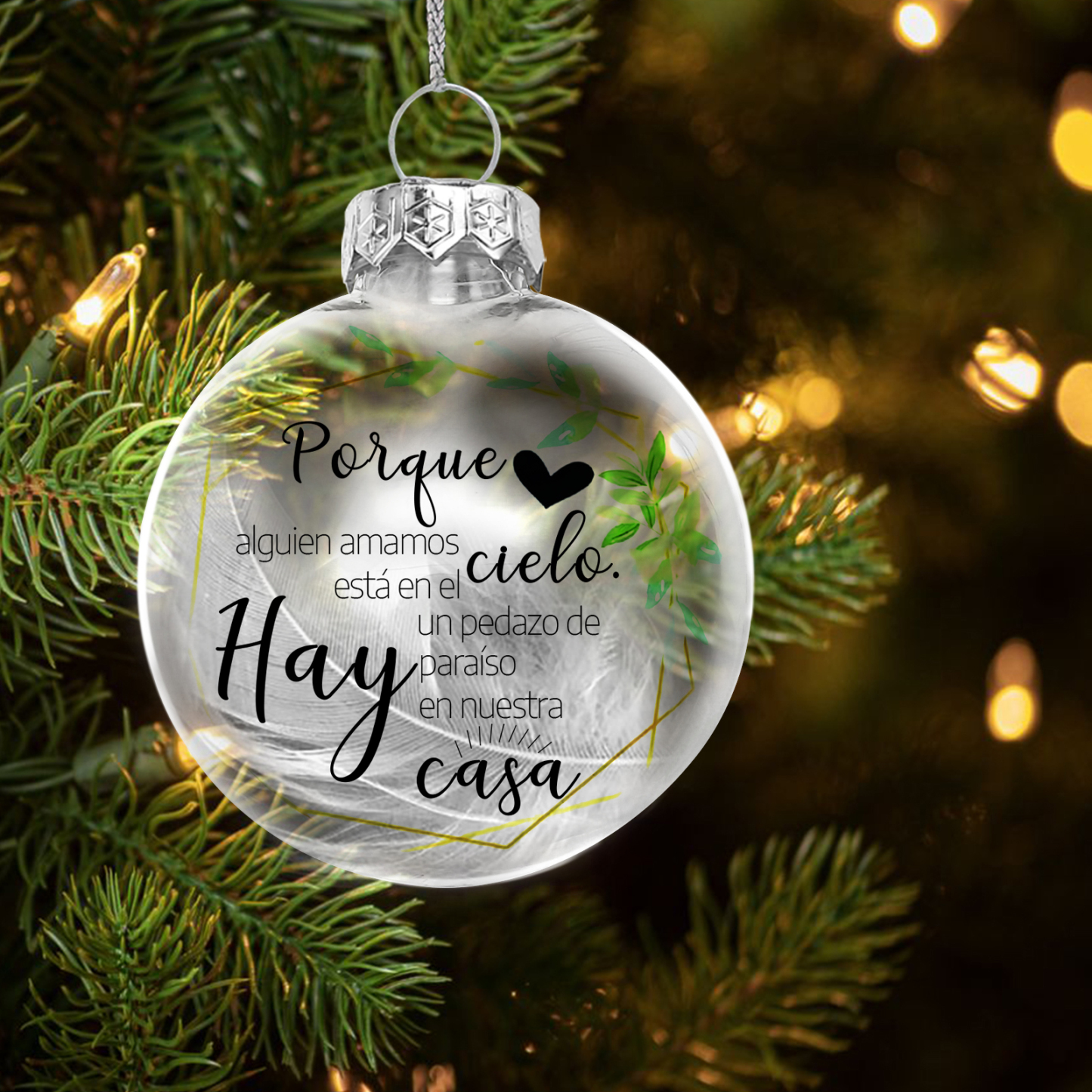 Bola navideña conmemorativa Adorno de Navidad con pluma -Jessemade ES