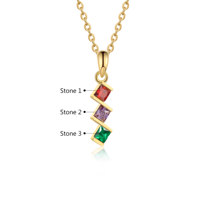 Collar para mujer con 3 piedras de nacimiento personalizadas-Jessemade ES