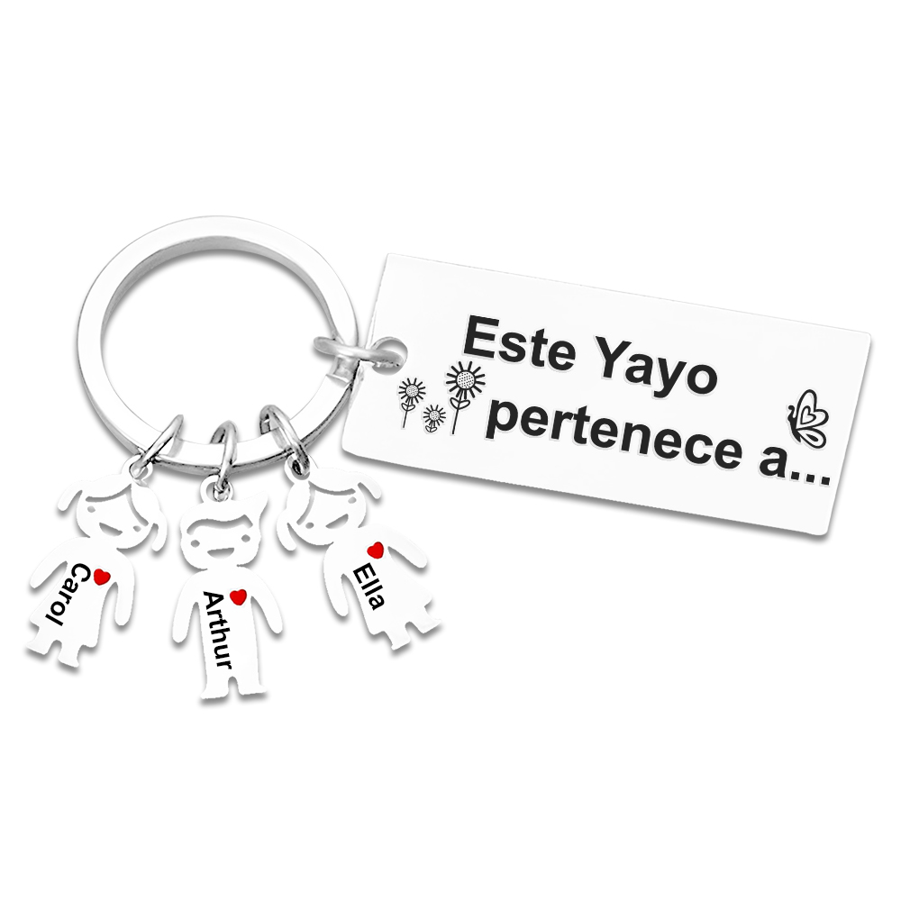 A mi abuelo - Llavero con 1-6 nombres personalizados en "niños" "Este Yayo pertenece a..."-Jessemade ES