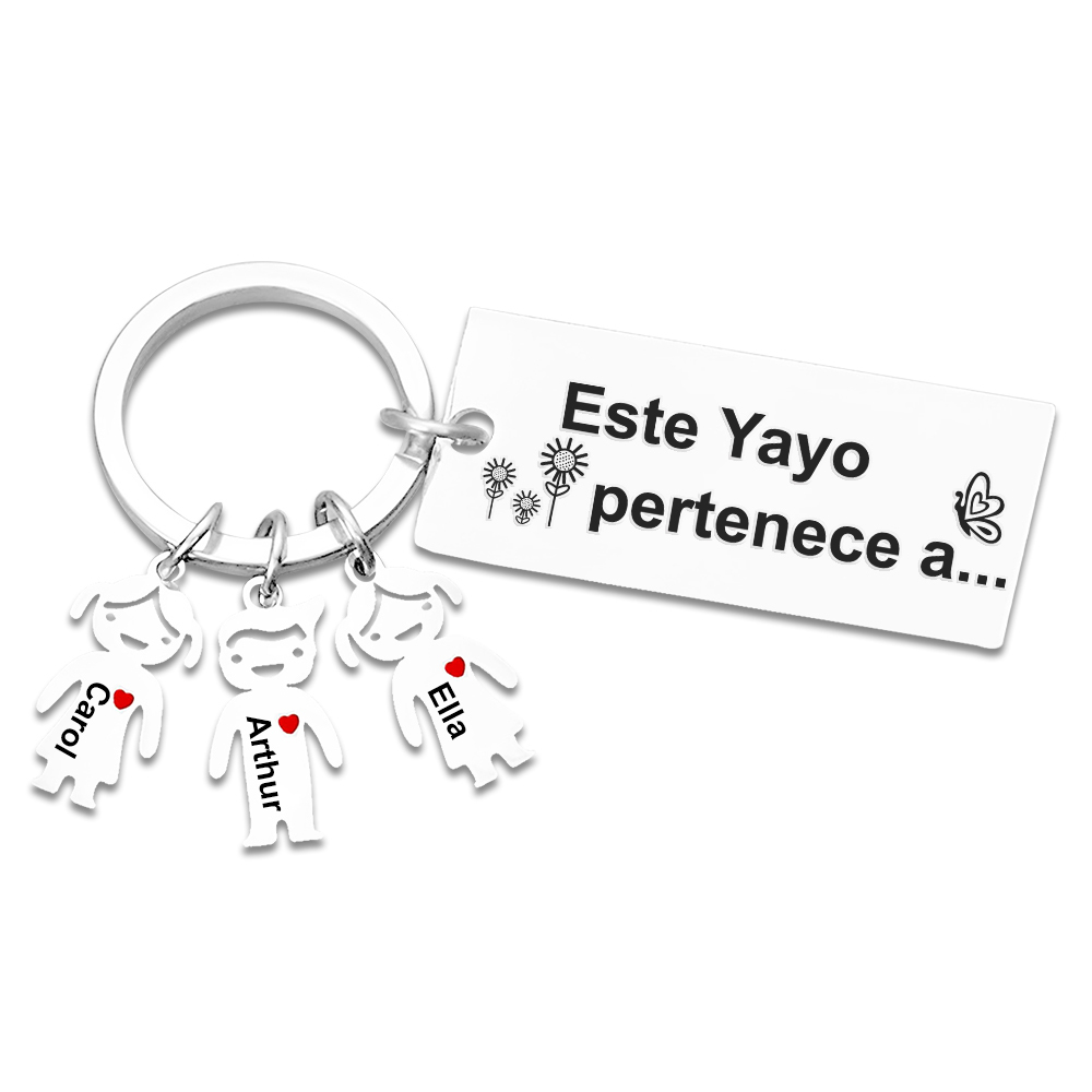 A mi abuelo - Llavero con 1-6 nombres personalizados en "niños" "Este Yayo pertenece a..."-Jessemade ES