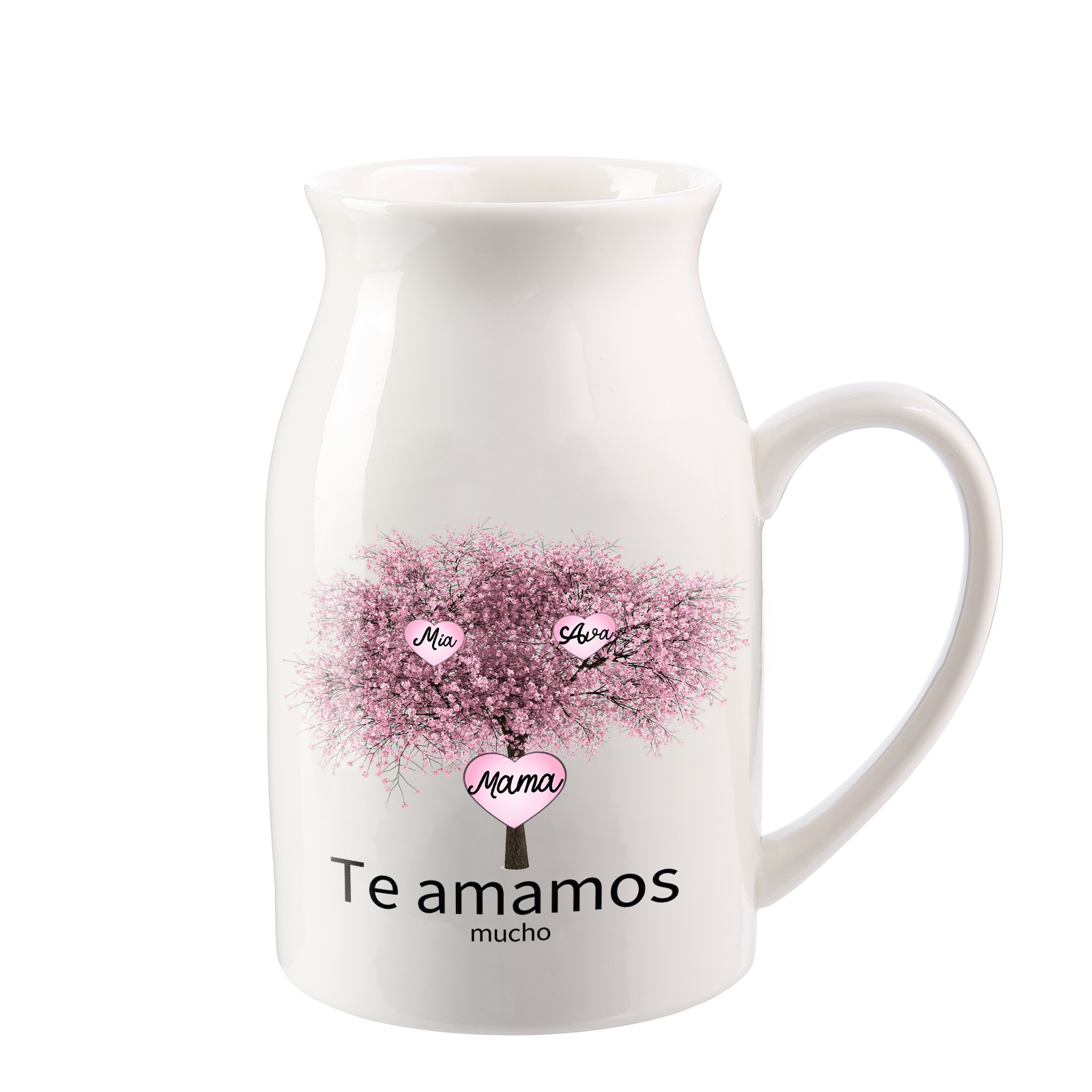 Florero de cerámica árbol de corazones 2-9 nombres personalizados con 2 textos decoración del hogar-Jessemade ES