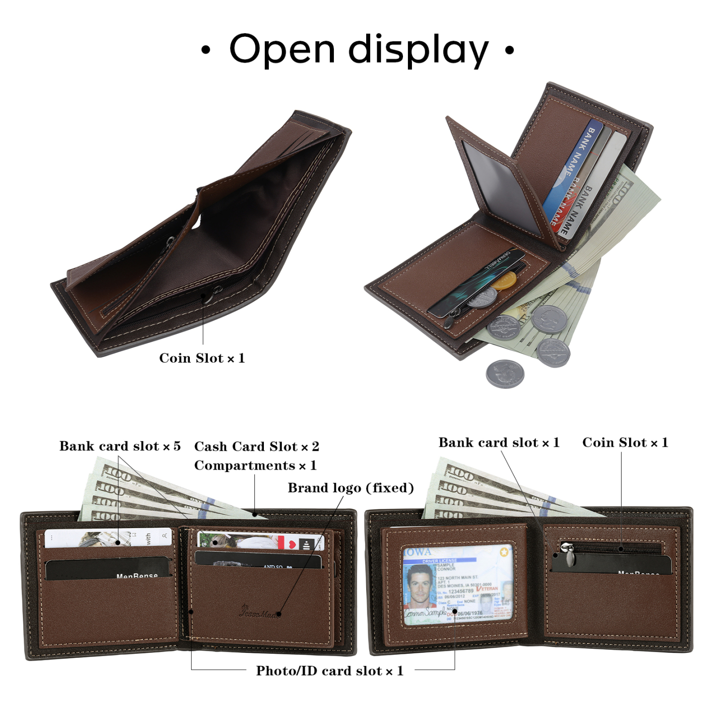 Cartera, billetera personalizada con 1 foto, 1 nombre y 1 letra monedero para hombre-Jessemade ES