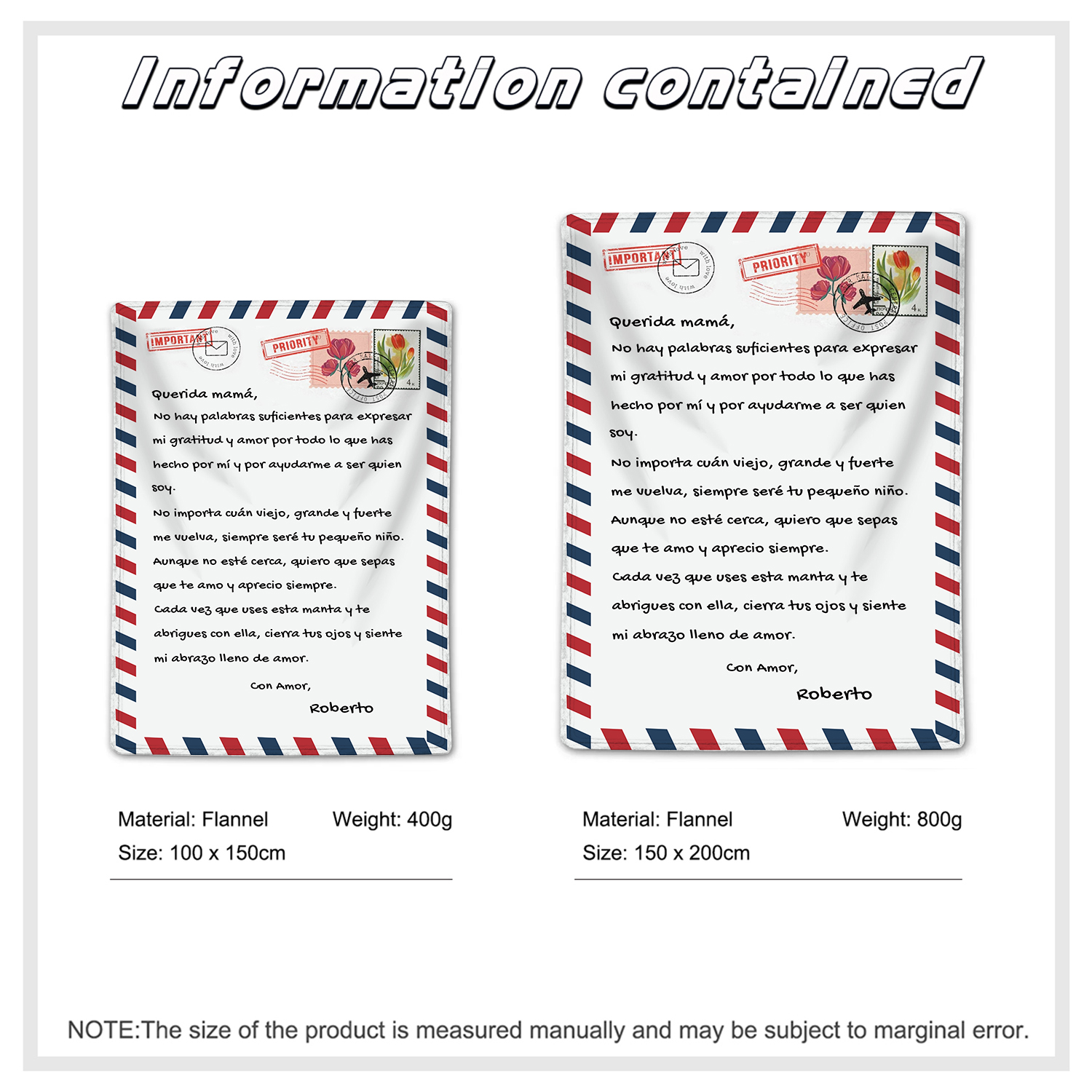 A mi mamá-Manta de buen calidad con frase amoroso y personalizada con 1 nombre-Jessemade ES