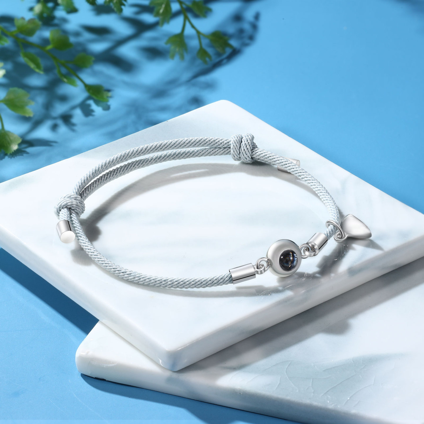 Pulsera para pareja con proyección de foto con dije de corazón magnético-Jessemade ES