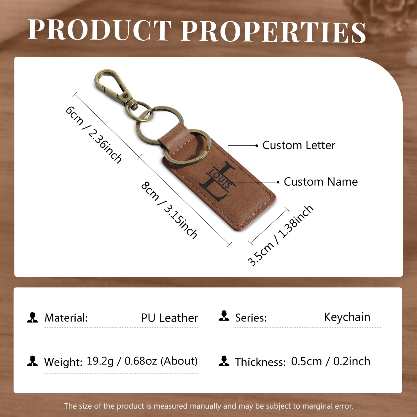 Kit de regalo-Llavero, cartera y bolígrafo con 1 nombre, letra y texto personalizados con foto para hombre-Jessemade ES