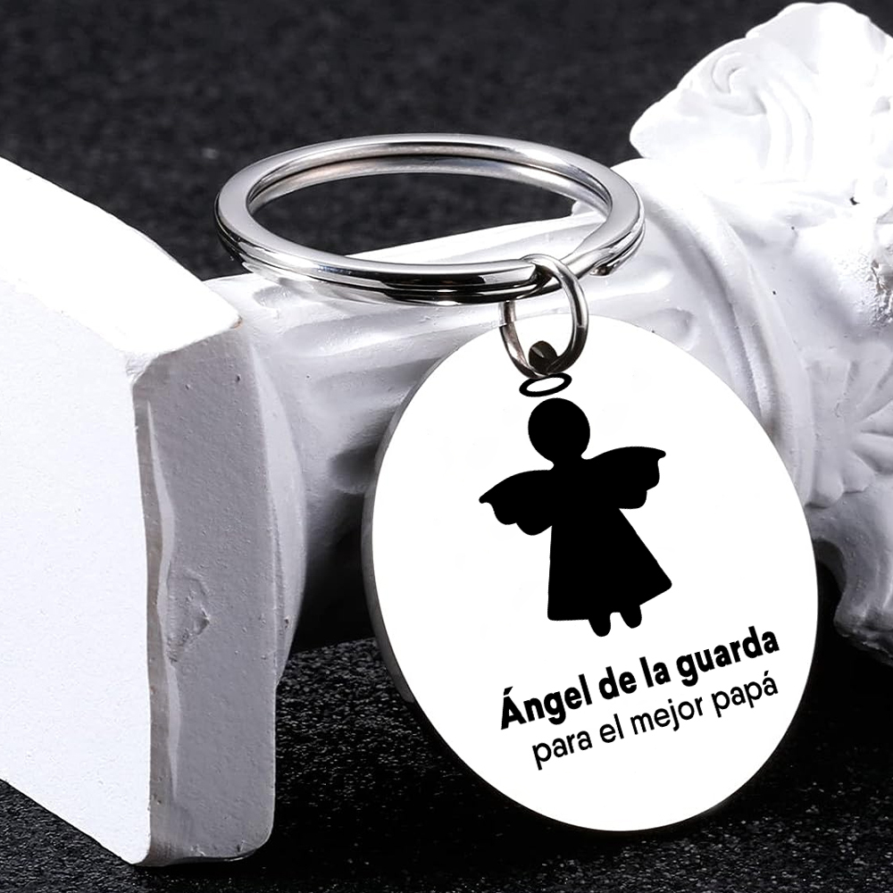 A mi hija-Llavero de placa "ángel de la guarda" 1 texto y 1 foto personalizados-Jessemade ES