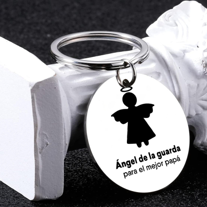 A mi hija-Llavero de placa "ángel de la guarda" 1 texto y 1 foto personalizados-Jessemade ES