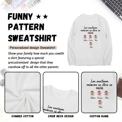 Familia-Sudadera "Muñecos de nieve" 5 nombres personalizados-Jessemade ES