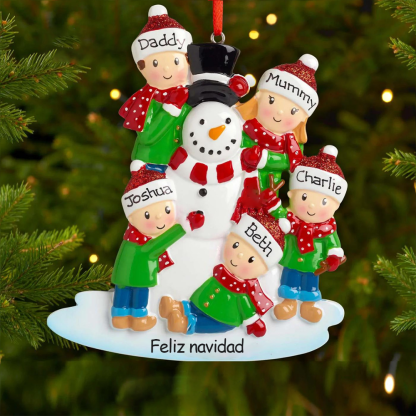 Muñeco Ornamento Navideño 5 Nombres y Texto Personalizados Adorno de Madera