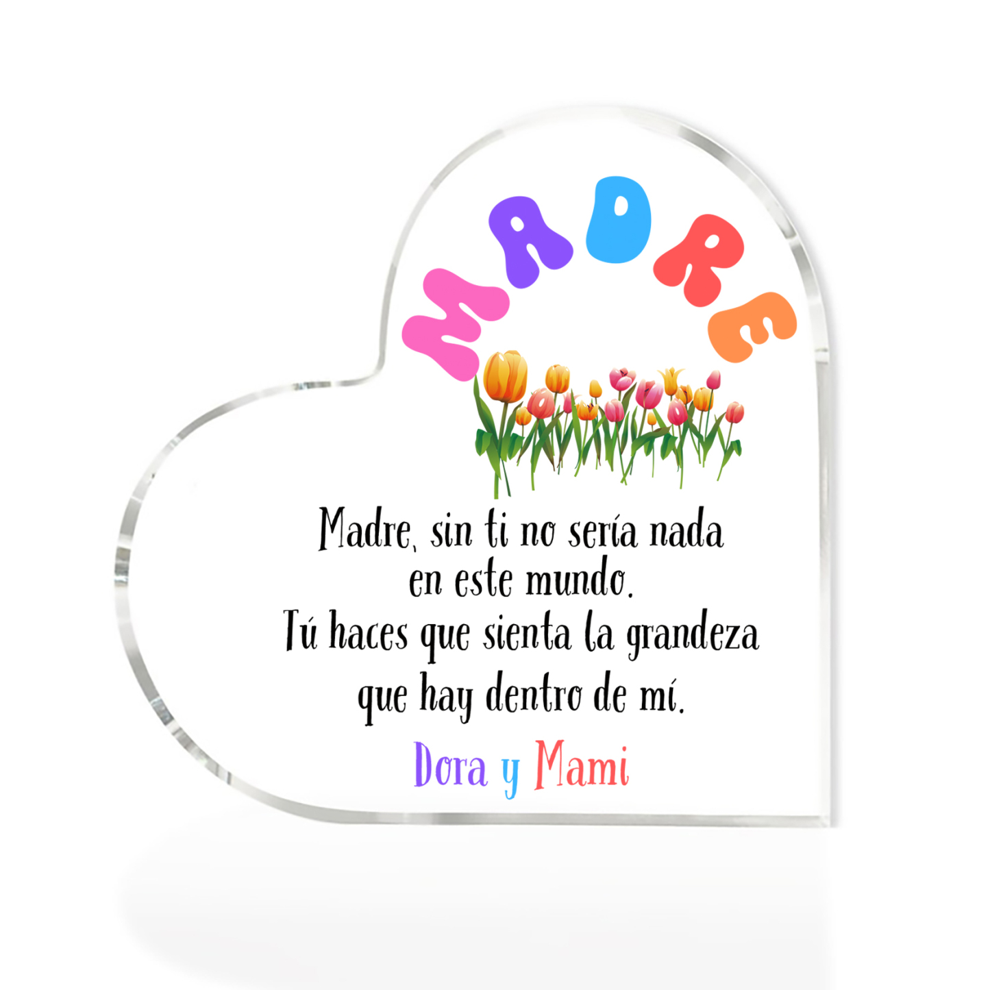 A mi mamá-Placa de acrílico en forma de corazón con frases amorosos 1 texto personalizado-Jessemade ES