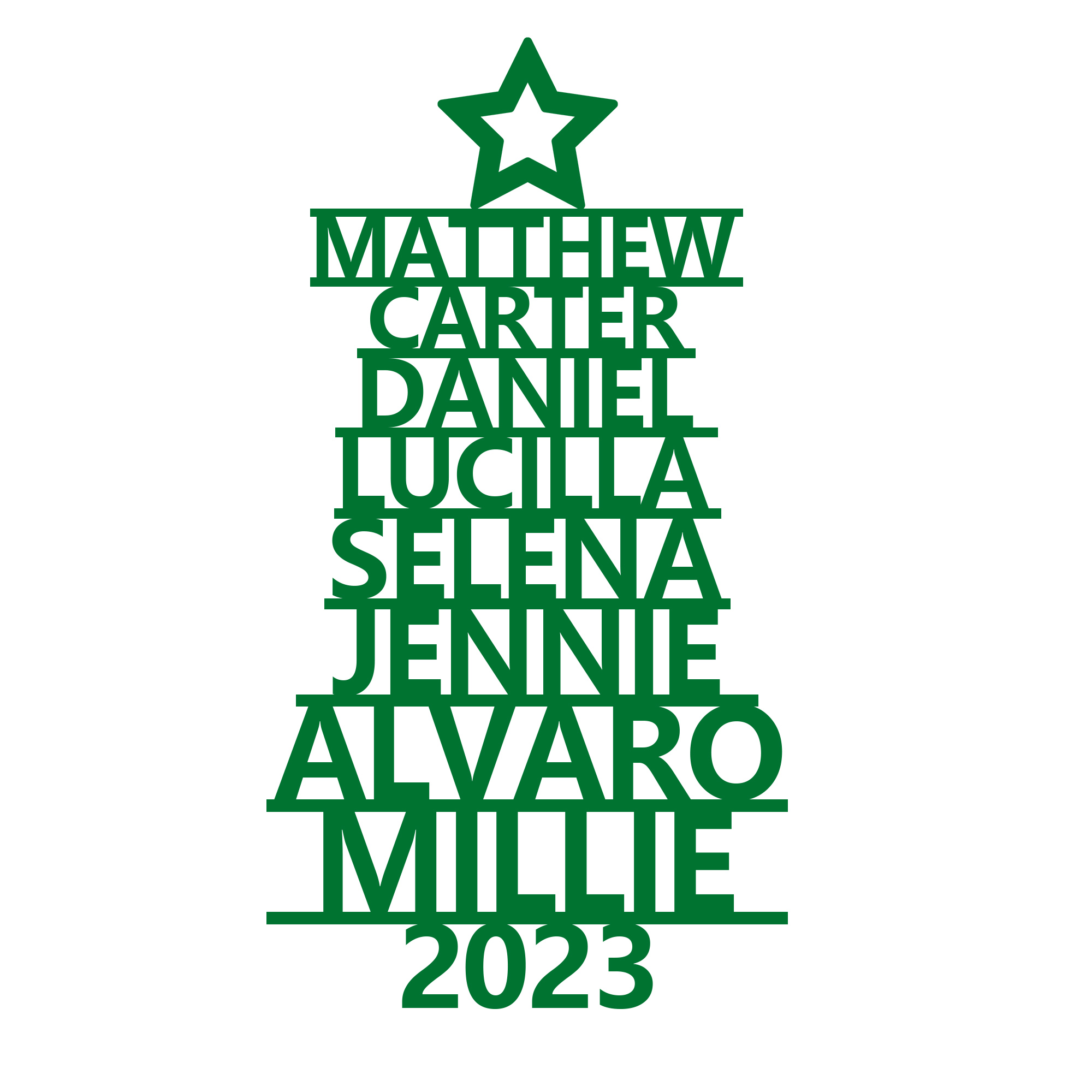 Navidad-Ornamento navideño de madera árbol de nombres con 8 nombres y año personalizados