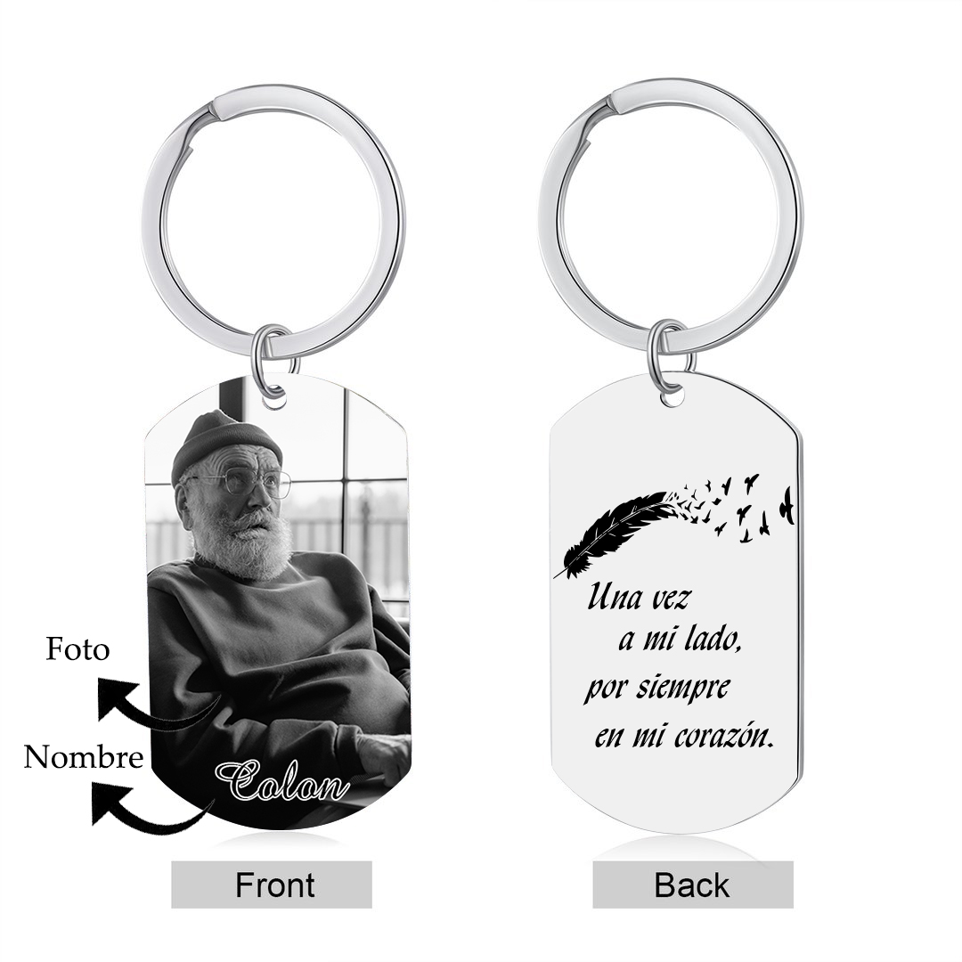 Llavero conmemorativo a un ser querido personalizado con foto y nombre-Jessemade ES