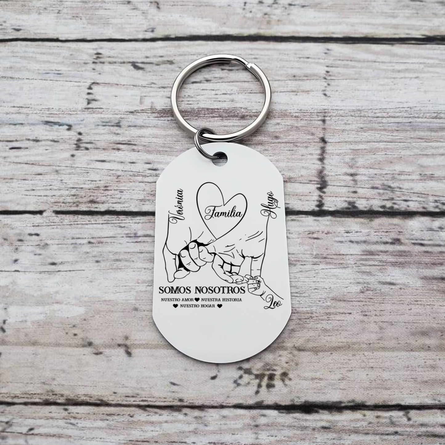 A familia-Llavero 2-6 Nombres Personalizados MANOS COGIDAS-Jessemade ES