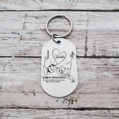 A familia-Llavero 2-6 Nombres Personalizados MANOS COGIDAS-Jessemade ES