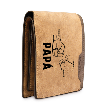 A mi papá-Cartera 2-5 nombres, foto y 3 textos personalizados billetera clásica puño a puño -Jessemade ES
