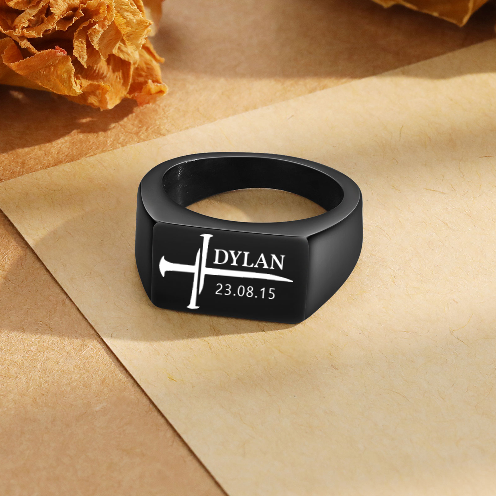 Anillo para hombre personalizado de 1 nombre-Jessemade ES