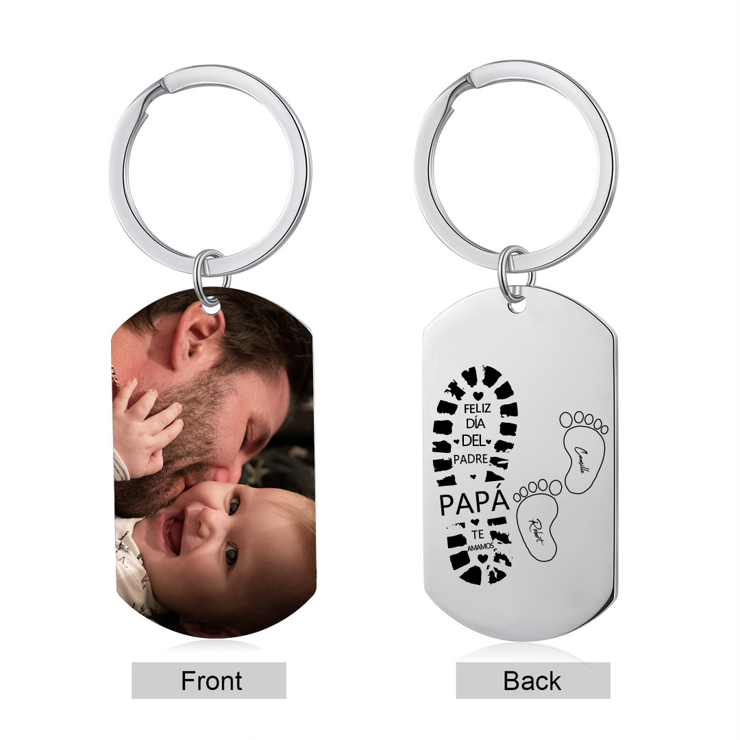 A mi papá-Unidad de llavero y pulsera con caja y tarjeta personalizados con 3 nombres-Jessemade ES