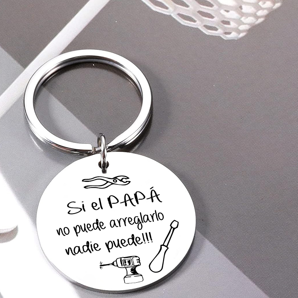 A mi papá-Llavero de placa redonda "papá arreglar todo"-Jessemade ES