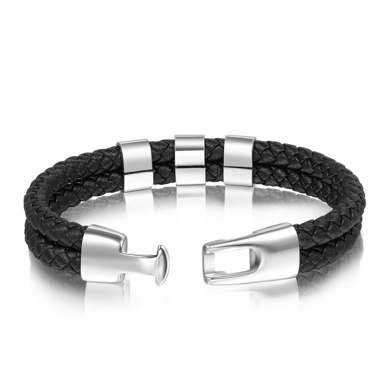A mi papá-Pulsera de cuero trenzado 3 aros con 3 nombres personalizados pulsera de hombre-Jessemade ES