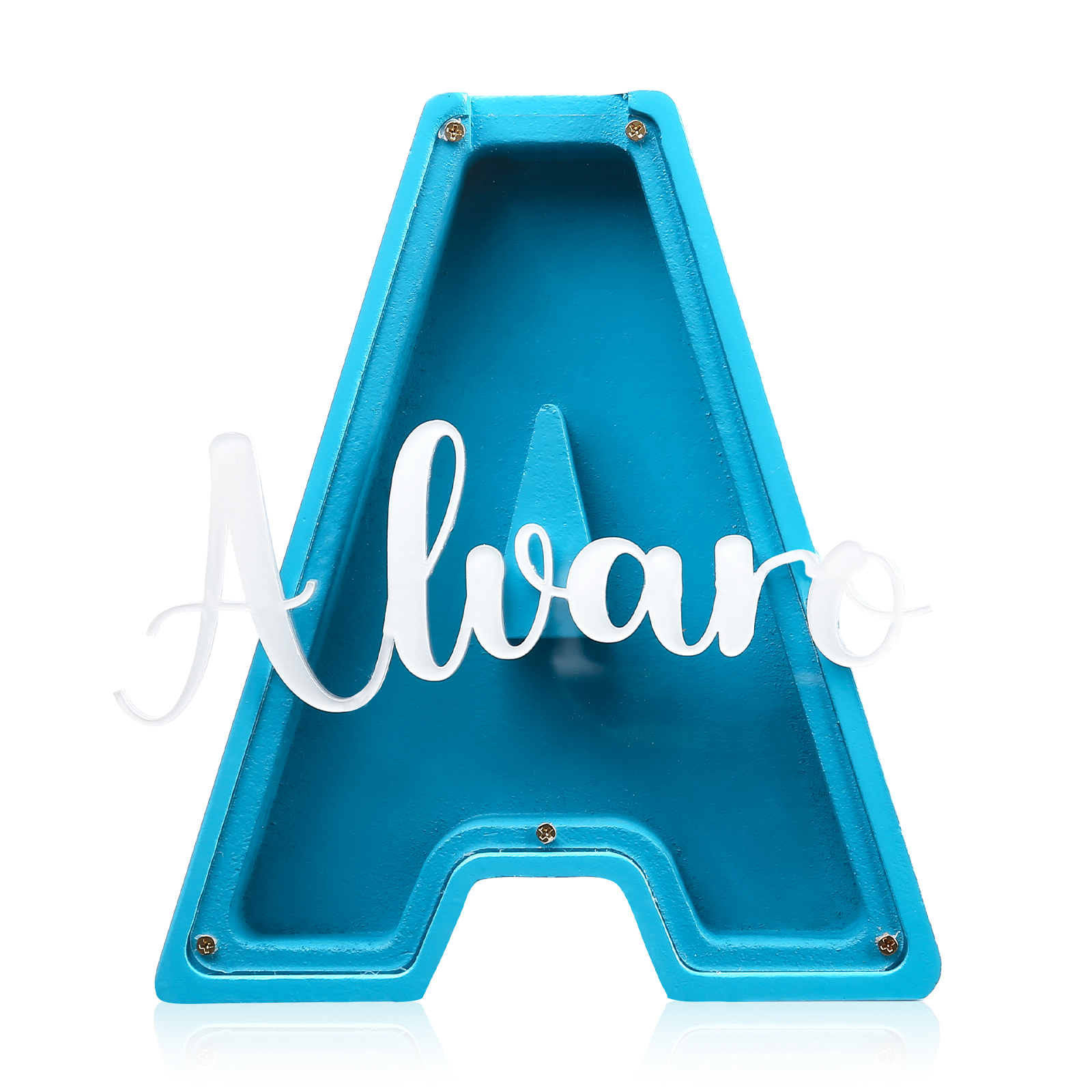 Alcancía de madera en forma de letras con 1 nombre personalizado hucha-Jessemade ES